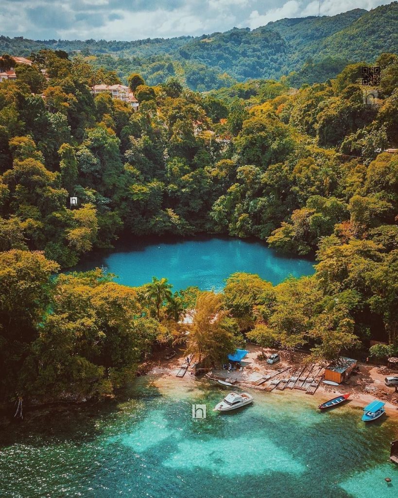 Aerial View of Blue Lagoon Portland Jamaica