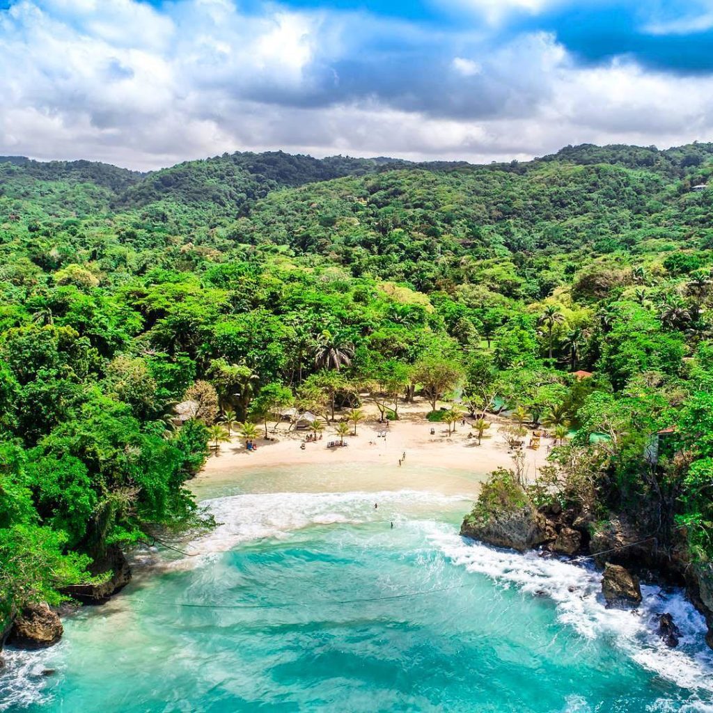 Drone Shot of Frenchman's Cove, Portland, Jamaica