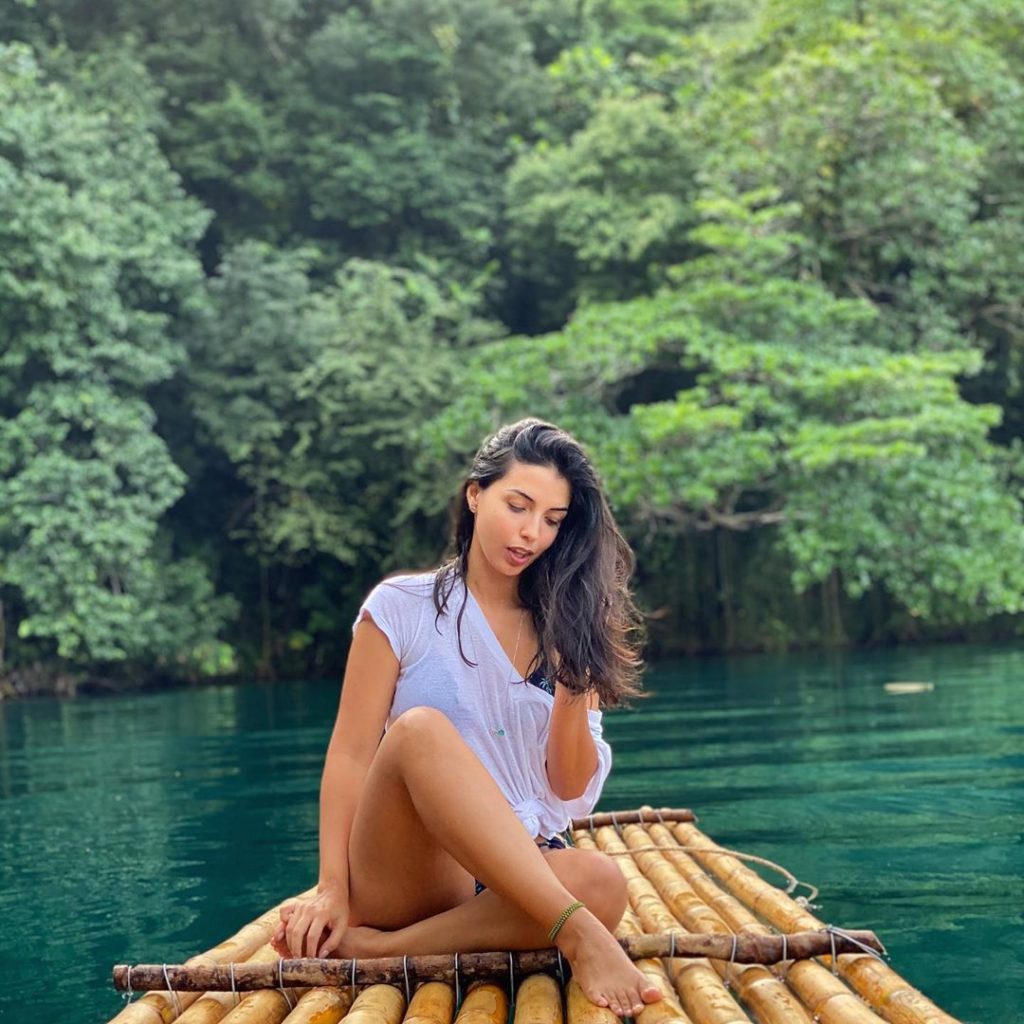 Woman on a Raft on the Blue Lagoon, Portland Jamaica