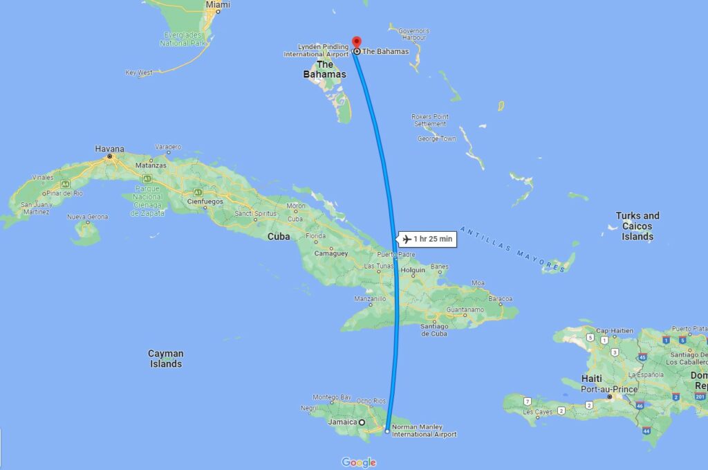How Far Is Jamaica From The Bahamas?