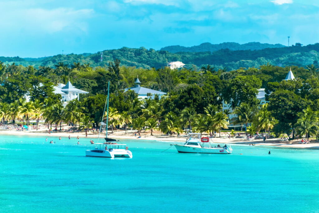 A stunning view of Negril's 7 Mile Beach from the Caribbean sea.